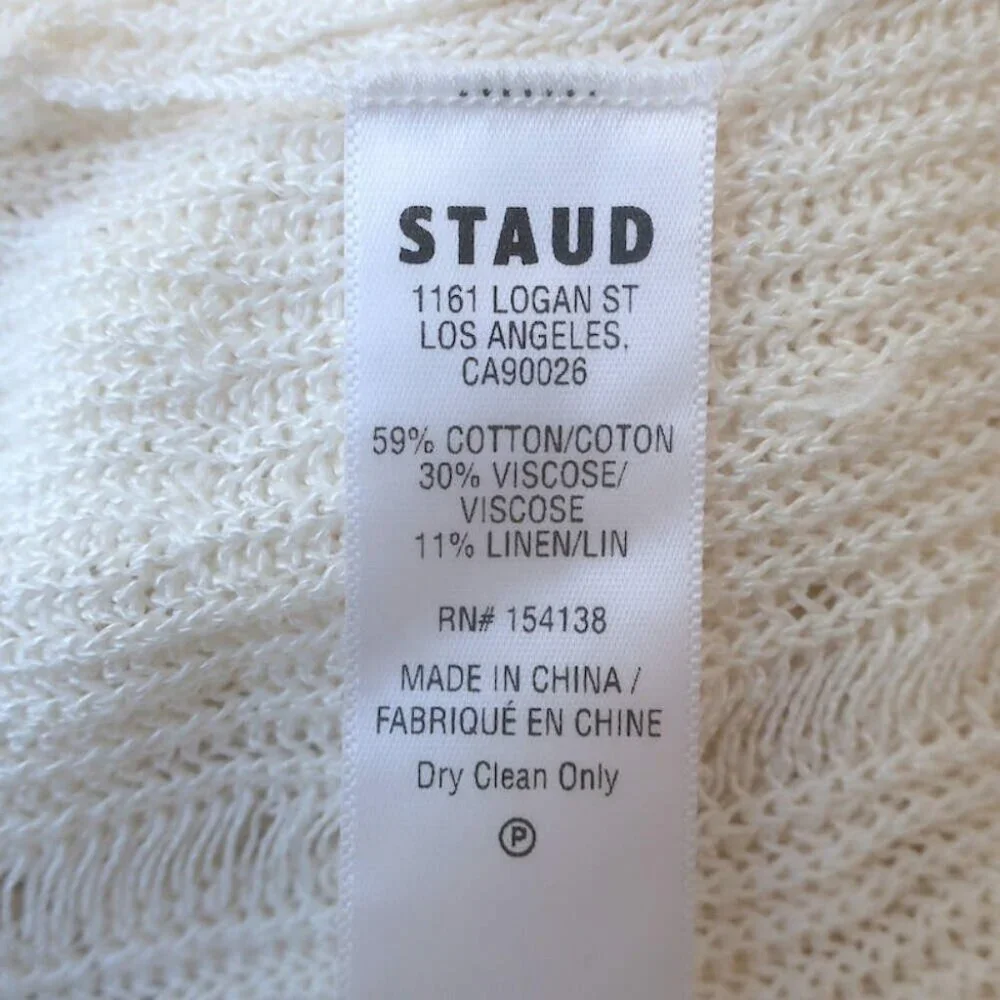 STAUD Sorrento Ruffled Crocheted Maxi Dress White Cotton-Blend Size Medium NEW - Picture 7 of 7